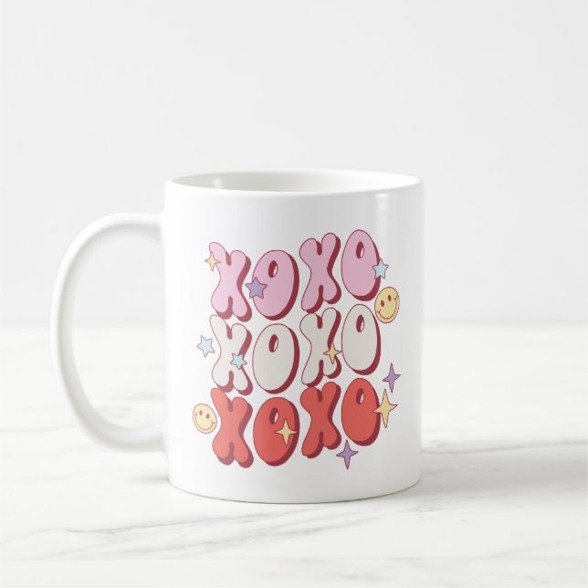 Cute Retro XOXO Valentine's Day Coffee Mug (Gauche)