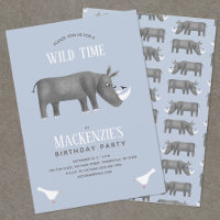 Cute Rhinoceros Boy Anniversaire Fête Invitation