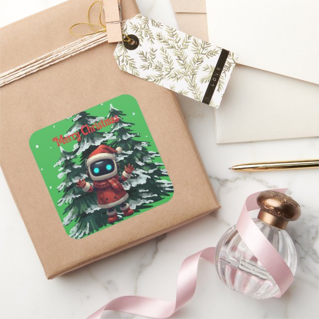 cute robot Christmas holiday Sticker (Cadeaux)