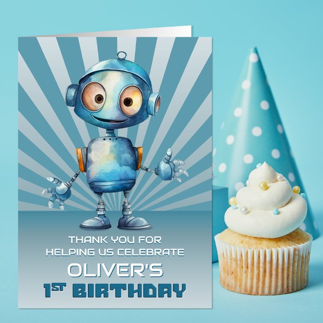 Cute Robot Thème 1er anniversaire Merci (Créateur téléchargé)