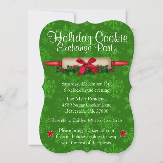 Cute Rolling Pin Cookie Exchange Invitation de vac (Devant)