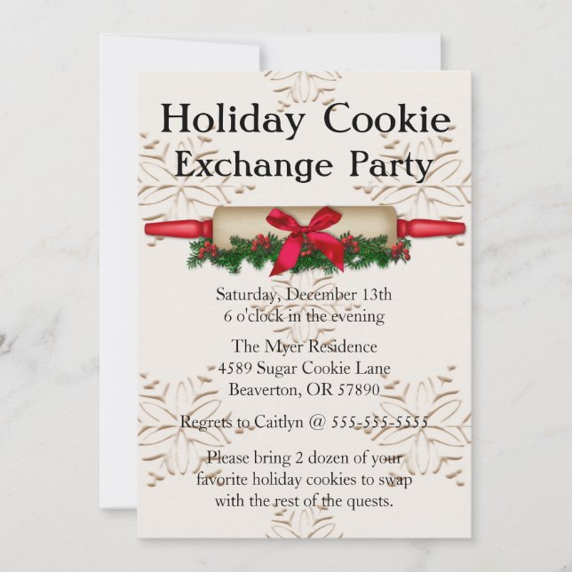 Cute Rolling Pin Cookie Exchange Invitation de vac (Devant)