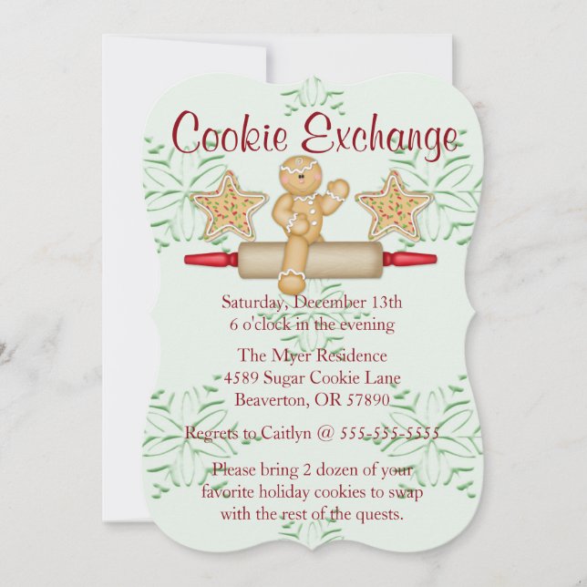 Cute Rolling Pin Cookie Exchange Invitation de vac (Devant)