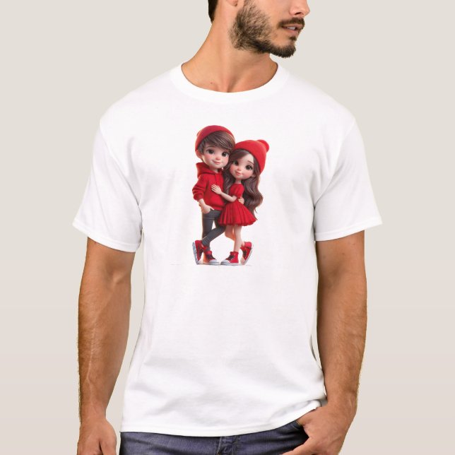 Cute Romantic Couple T-Shirt – Valentine Love  (Devant)