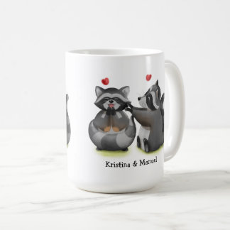 Cute Romantique Cartoon Raccoon Couple Café Mug