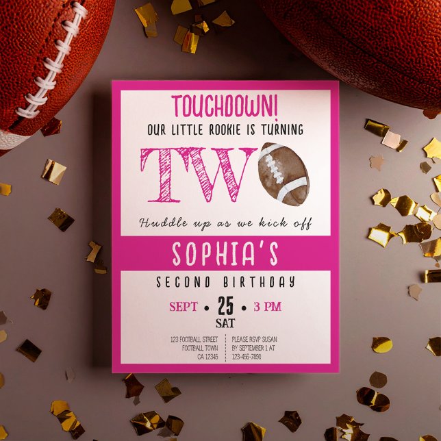 Cute Rookie Football Budget Girl 2e anniversaire (Créateur téléchargé)