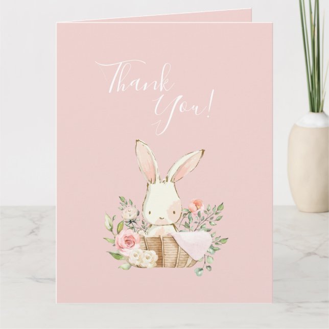 Cute rose Aquarelle Bunny Baby shower C Merci (Devant)