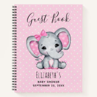 Cute Rose Baby Elephant Baby shower livre d'invité