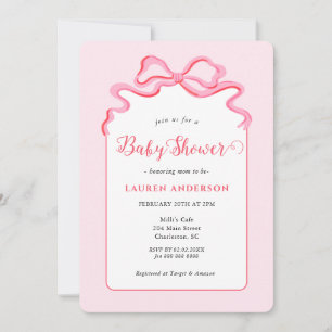 Cute Rose Bow Baby girl Baby shower Invitation