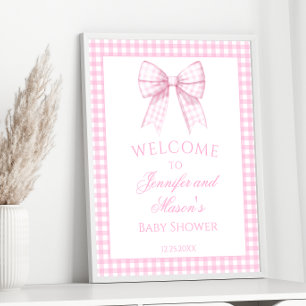Cute Rose Bow Baby Girl Douche Affiche de bienvenu
