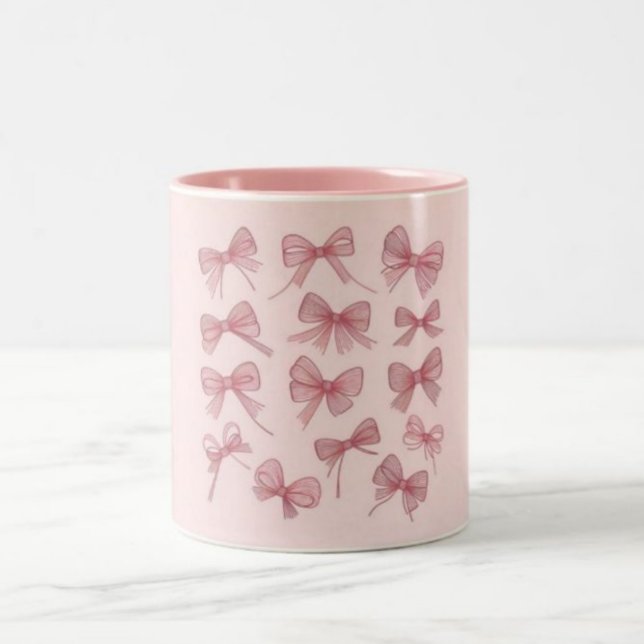 Cute Rose Bow Mug - Bébé rose avec Motif Fuchsia (Créateur téléchargé)