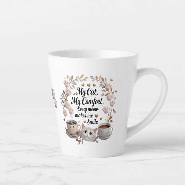 Cute Rose Chat Latte Mug - Sweet & Stylish Chat Ma (Droite)