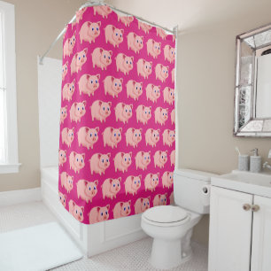 Cute rose Cochon Design Douche Rideau