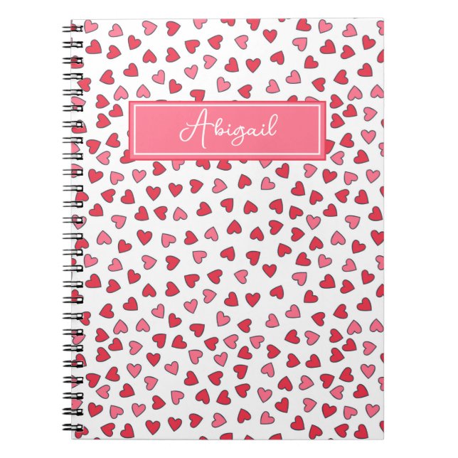 Cute Rose & Coeurs rouges Motif Carnet pour enfant (Devant)