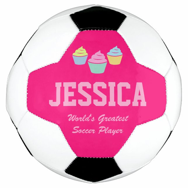 Cute rose cupcake coutume ballon de football pour  (Devant)