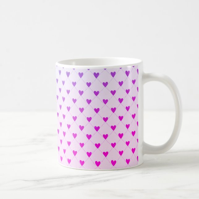 Cute rose et violet Coeur Motif de café Mug (Droite)