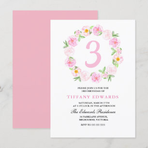 Cute rose Floral Wreath Enfants Invitation d'anniv