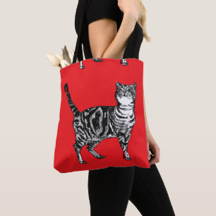 Cute Rose Girls Rouge Tabby Chat Sac fourre-tout d