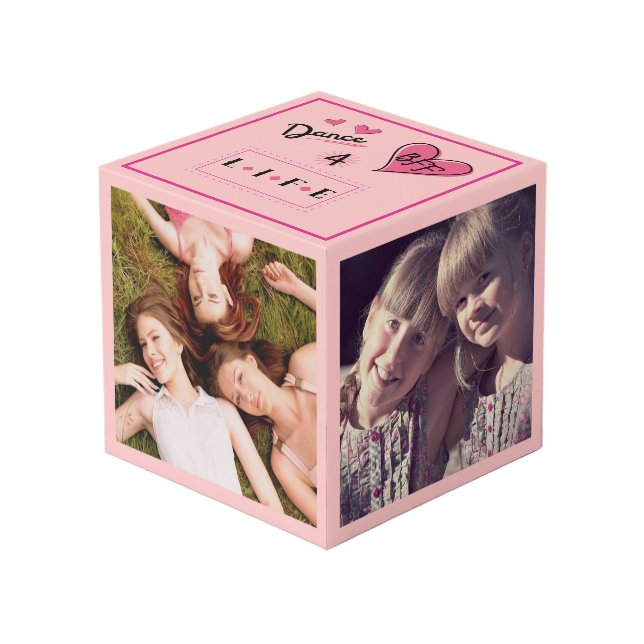 Cute Rose Hearts Danser BFF Photo Cube (Angle devant)