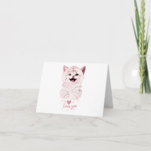 Cute Rose Kitten "I Love You" Carte de voeux