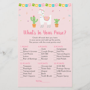 Cute Rose Llama Fiesta What's In Your Purse Game