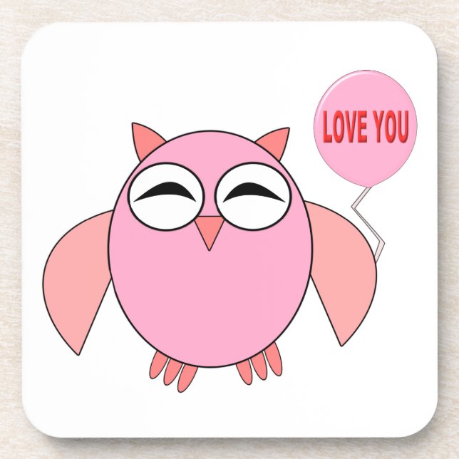 Cute Rose Love You Owl Dessous de verre (Devant)