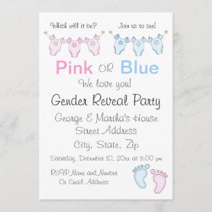 Cute rose ou bleu Genre Reveillez Invitation