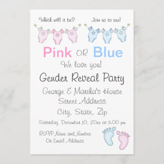 Cute rose ou bleu Genre Reveillez Invitation