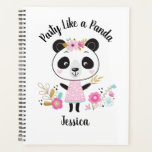 Cute Rose Panda Girl Personnalisée<br><div class="desc">Un panda personnalisé mignon sur le thème de retour à la planificateur scolaire. Quelle fille n'aime pas un adorable panda avec des fleurs ? Ce mignon planificateur est parfait pour vos filles s'amuser à l'école fournitures.Retour du planificateur avait un motif rayé noir et blanc. Conçu pour vous par Blackberry Boulevard....</div>