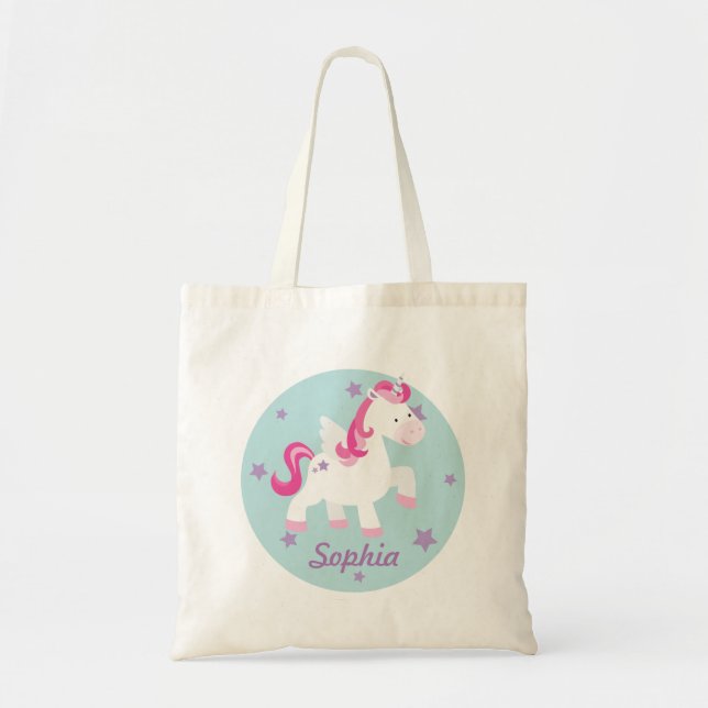 Cute rose Personnalisé Magique Unicorn Sac fourre- (Devant)