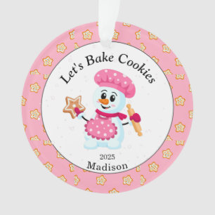 Cute Rose Snowman Cookie Baker Nom Noël