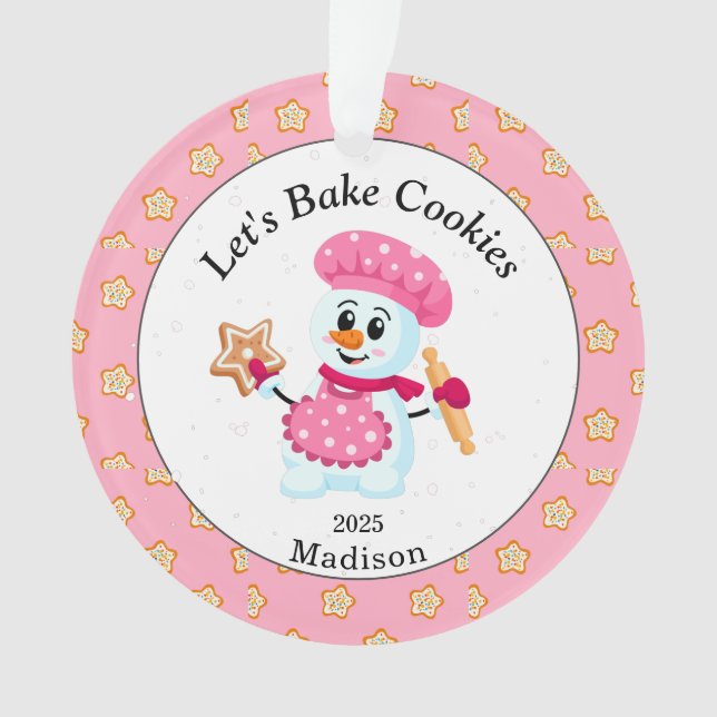 Cute Rose Snowman Cookie Baker Nom Noël (devant)