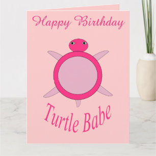 Cute Rose Turtle Baby Carte Big personnalisée