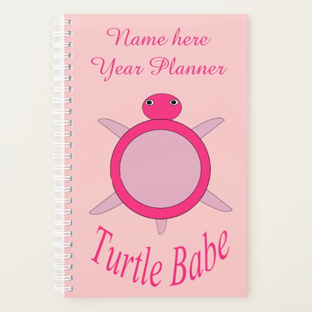 Cute Rose Turtle Baby Planner Personnalisé (Devant)