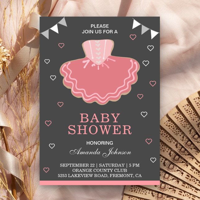 Cute Rose Tutu Ballerina Baby shower Invitation (Créateur téléchargé)