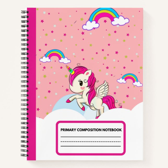 Cute rose Unicorn Rainbow Composition Carnet (Devant)