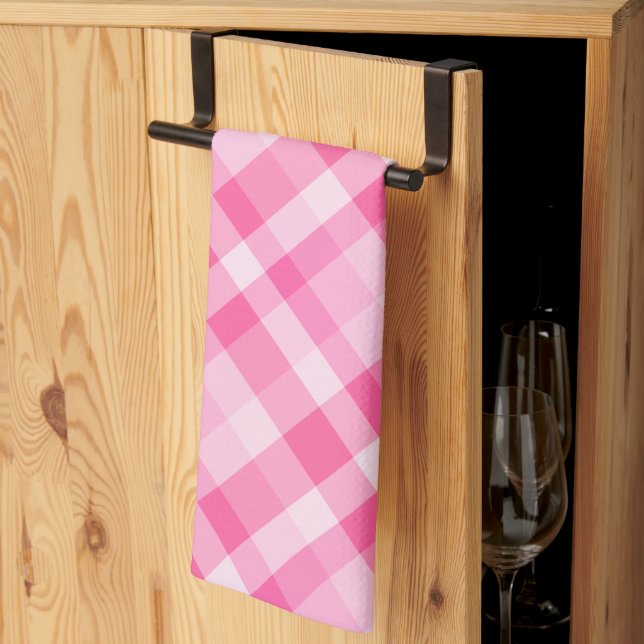 Cute Rosy Rose Plaid Motif serviette de cuisine (Pliage en tiers)