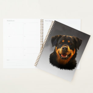Cute Rottweiler Dog Water Couleur Art Portrait