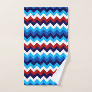 Cute Rouge Blanc Bleu Chevrons Serviette à main
