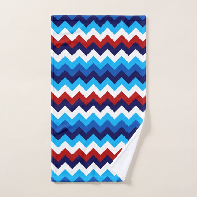 Cute Rouge Blanc Bleu Chevrons Serviette à main (Serviette à main)