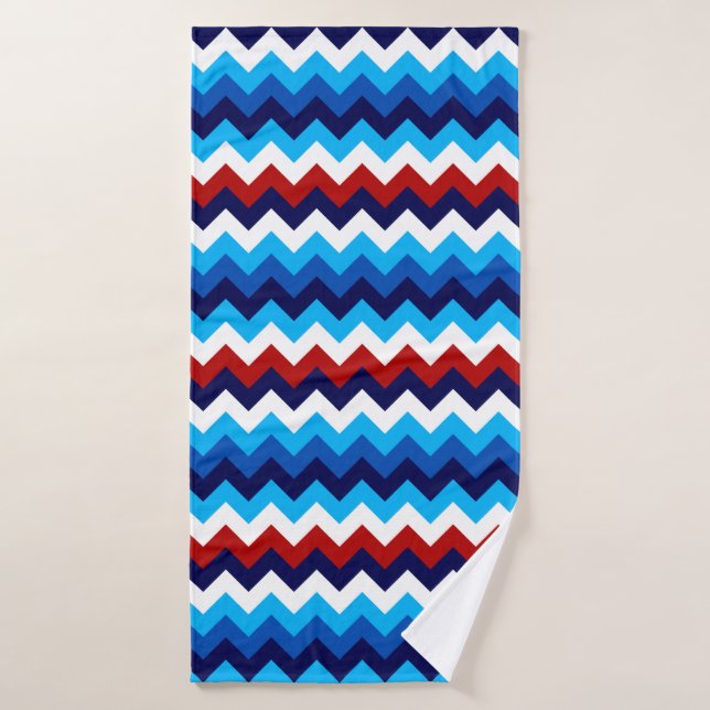 Cute Rouge Blanc Bleu Chevrons Serviette de bain (Serviette de bain)