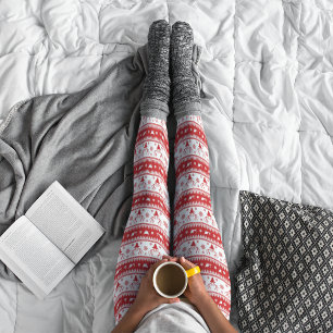 Cute Rouge & Blanc Leggings de Noël