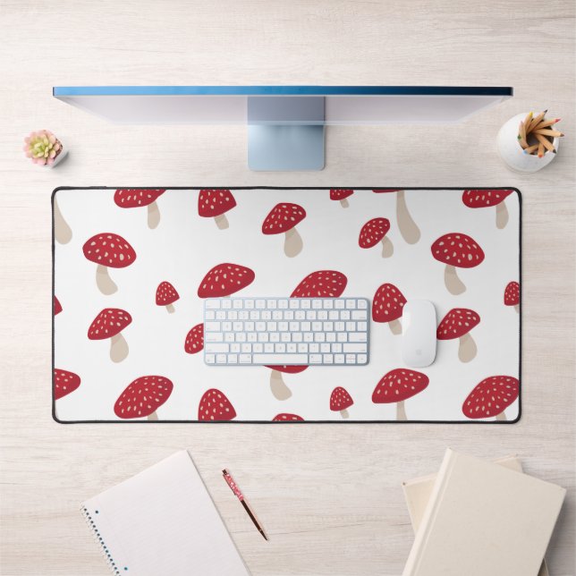 Cute rouge Champignons Bureau Mat (Bureau 1)
