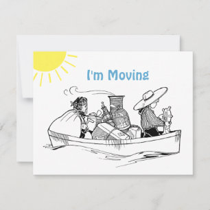 Cute Row Boat Flat Je suis Moving Faire-part Card