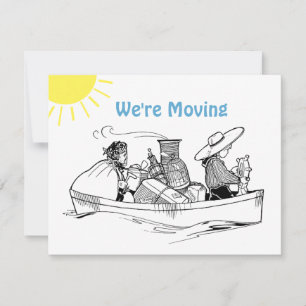 Cute Row Boat Flat We're Moving Faire-part Card