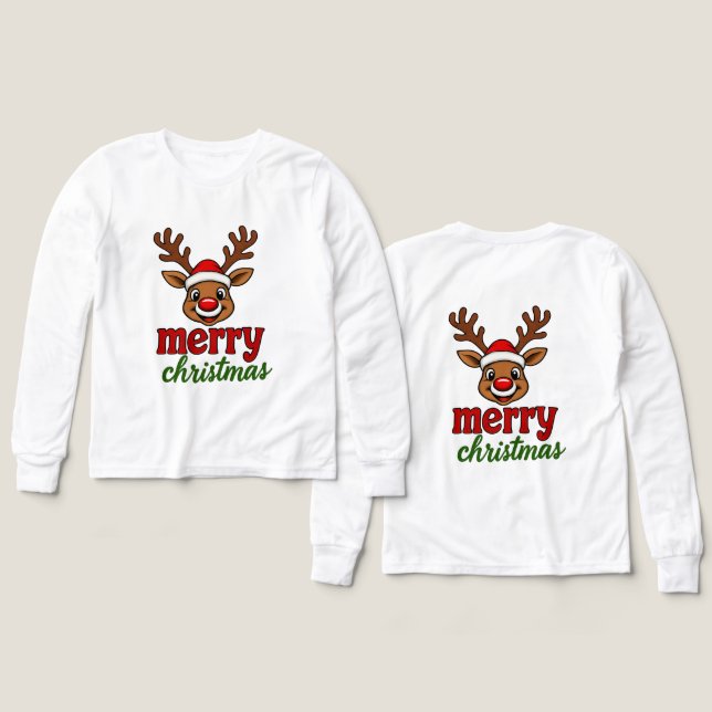 Cute Rudolph Reindeer Merry Christmas (Motif Recto et Verso)