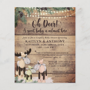 Cute Rustic Deer Couple Baby shower Invitation bud