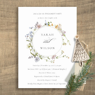 Cute Rustic Meadow Floral Fiançailles Invitation