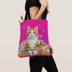 Cute Sac fourre-tout chat et papillon