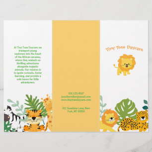 Cute Safari Animal Garderie d'enfants Brochure d'e